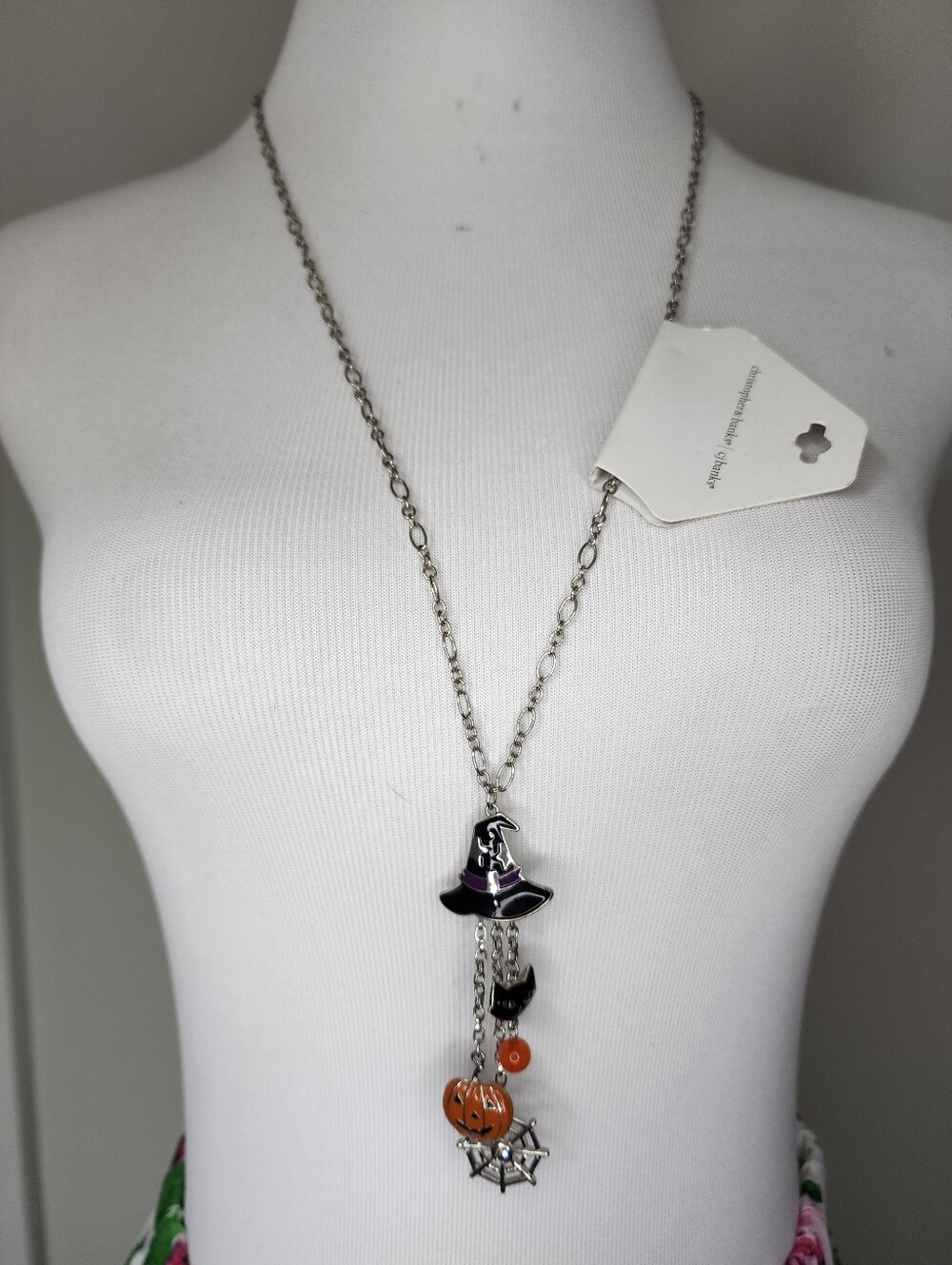 Christopher & Banks: Halloween Witch Hat, Pumpkin And Cat Pendant Necklace
